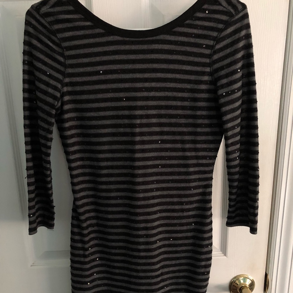 Striped sweater dress with sequin detail